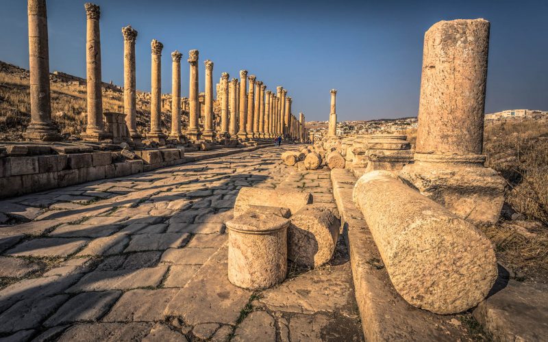 Jerash - September 29, 2018: Ancient Roman ruins of Jerash, Jordan