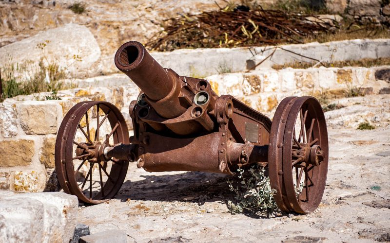Cannon in the Kerak Castle, a large crusader castle in Kerak (Al Karak) in Jordan.