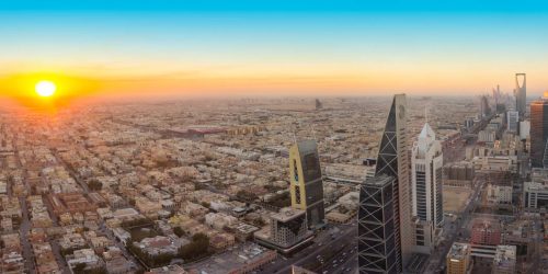 Aerial view of Riyadh City, the Capital of Saudi Arabia, on suns Aerial view of Riyadh City, the Capital of Saudi Arabia, on suns