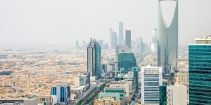 Aerial panorama of downtown of Riyadh city, Al Riyadh, Saudi Arabia