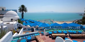 Cafe with beautiful view on Sidi Bou Said harbour