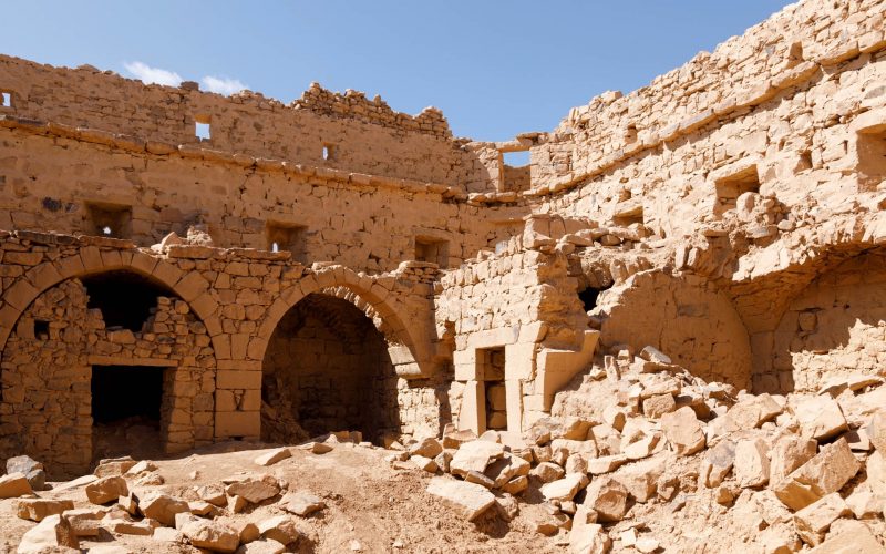 Ruins from a stone Brick Castle near Tabuk City. It was one of the major stations for the Shamiite pilgrim, Saudi Arabia